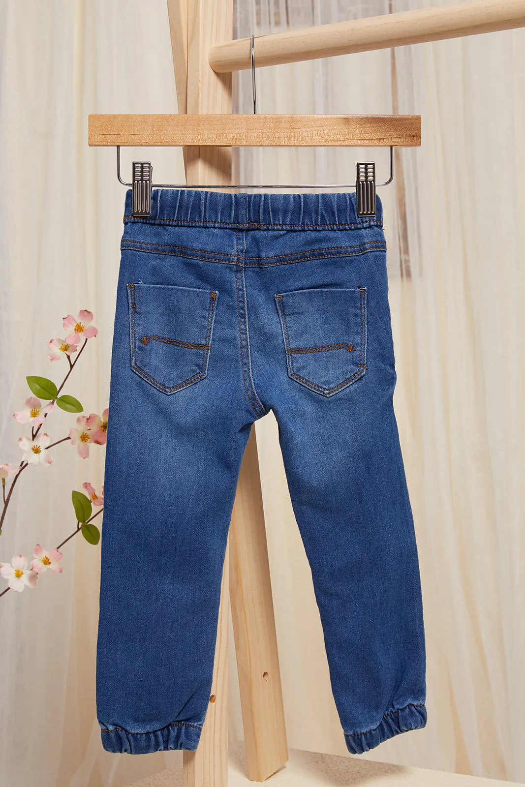 Infant Boys Blue Denim Pull On Jeans