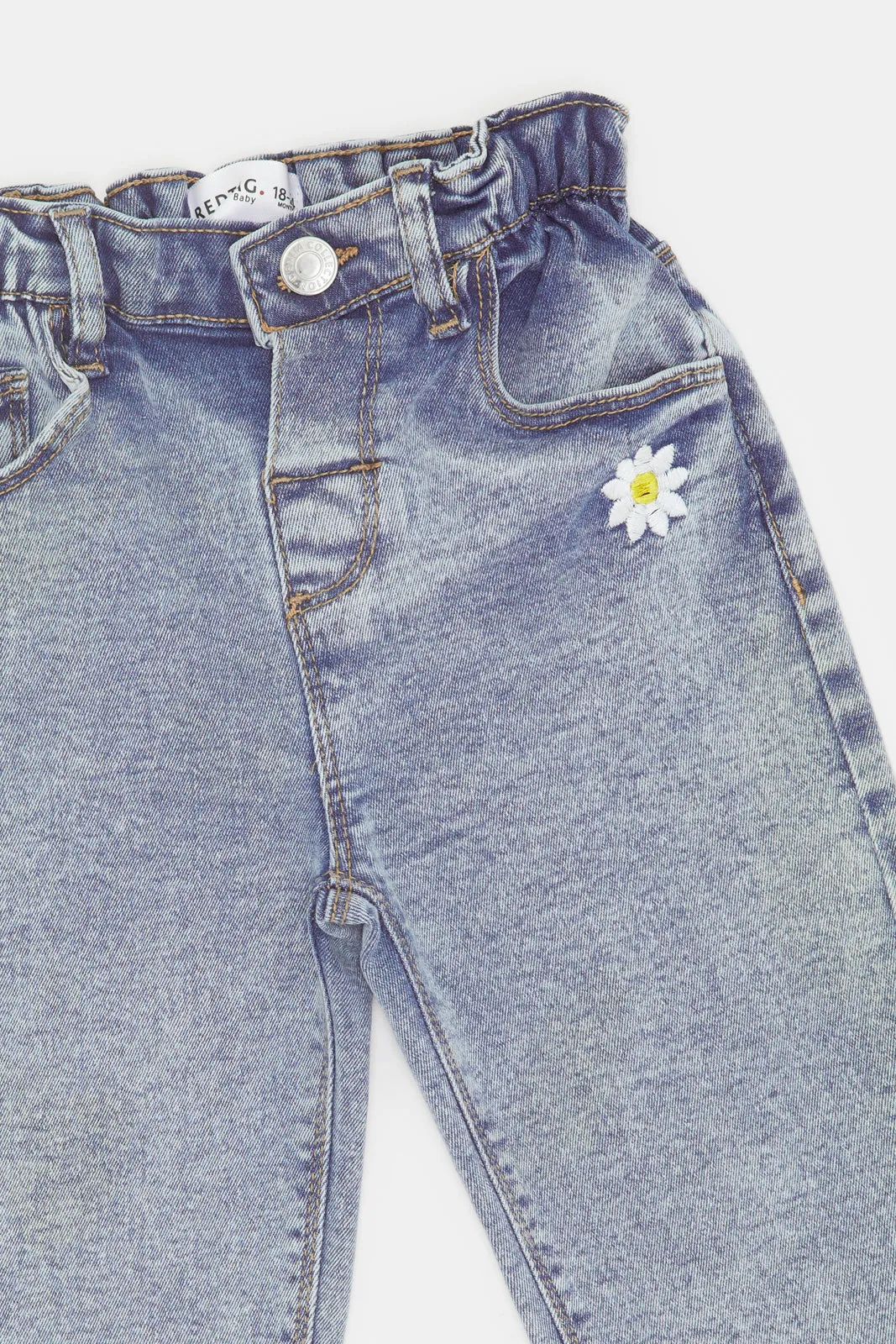 Infant Girls Blue Embroidered Jeans