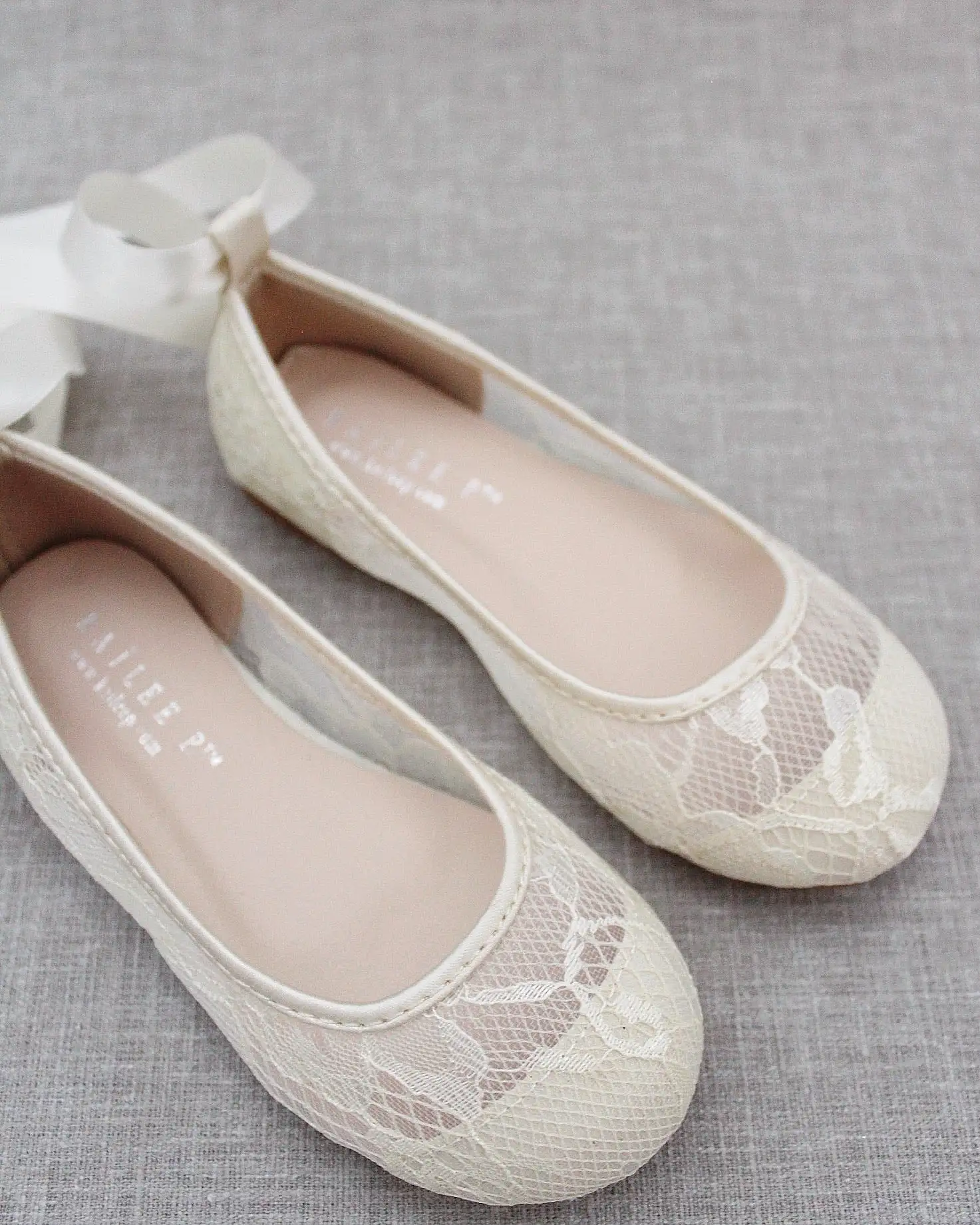 Ivory New Lace Flats with Ballerina Lace Up