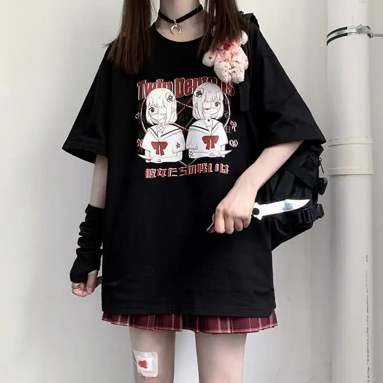 JAPANESE DARK TWIN DEMONS OVERSIZE T-SHIRT BY50092