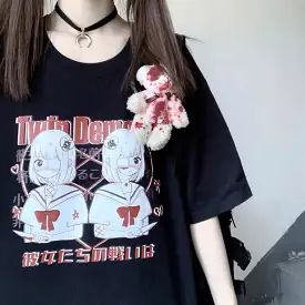 JAPANESE DARK TWIN DEMONS OVERSIZE T-SHIRT BY50092