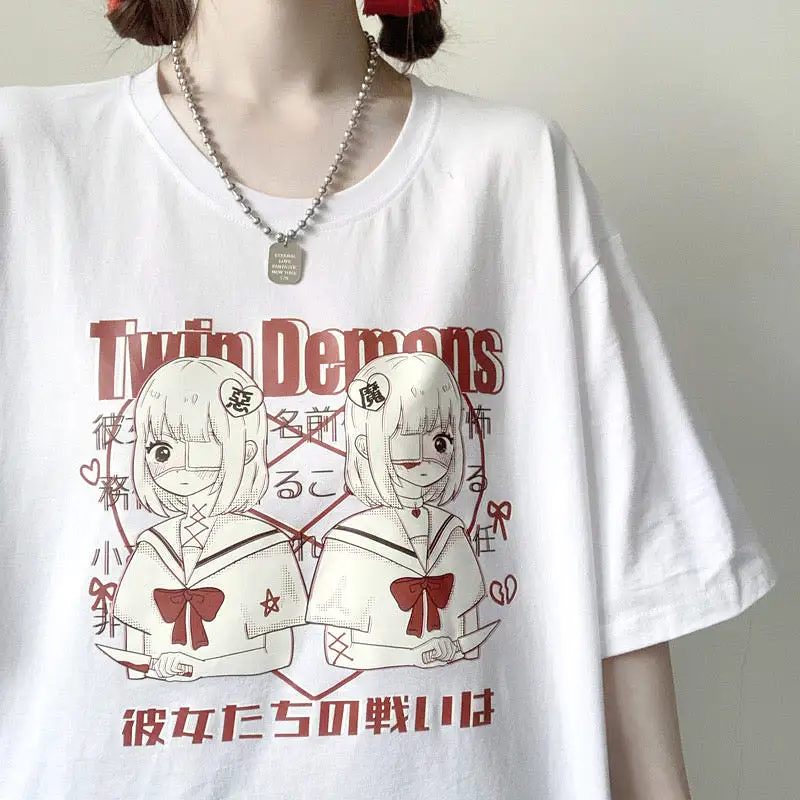 JAPANESE DARK TWIN DEMONS OVERSIZE T-SHIRT BY50092