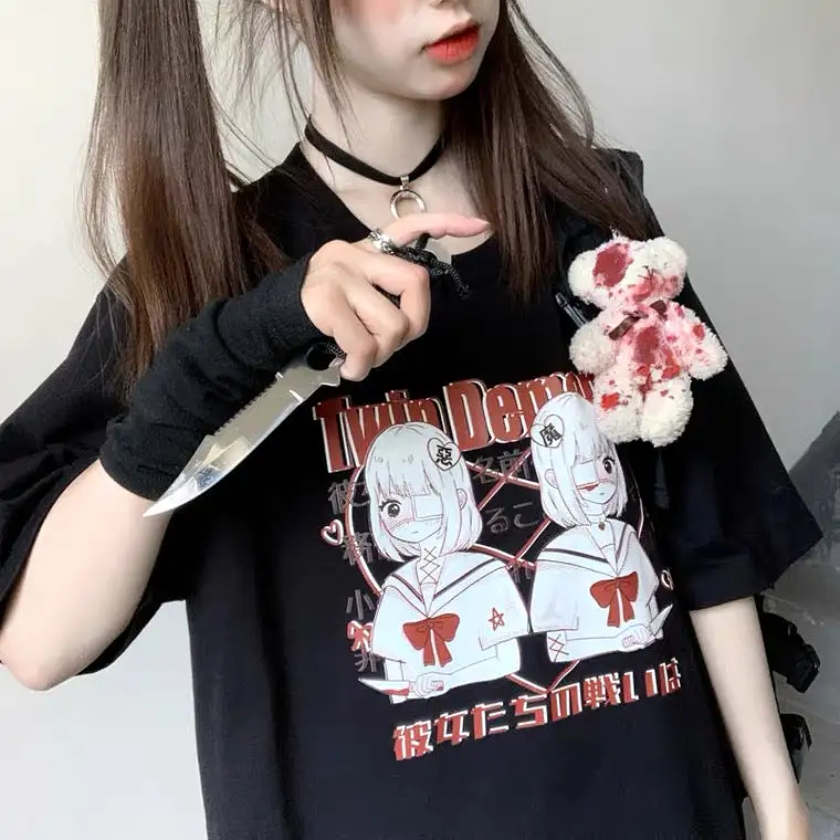 JAPANESE DARK TWIN DEMONS OVERSIZE T-SHIRT BY50092