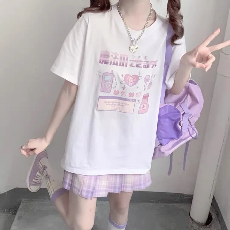 JAPANESE “MAGIC” PREPPY PRINT OVERSIZE T-SHIRT BY50044