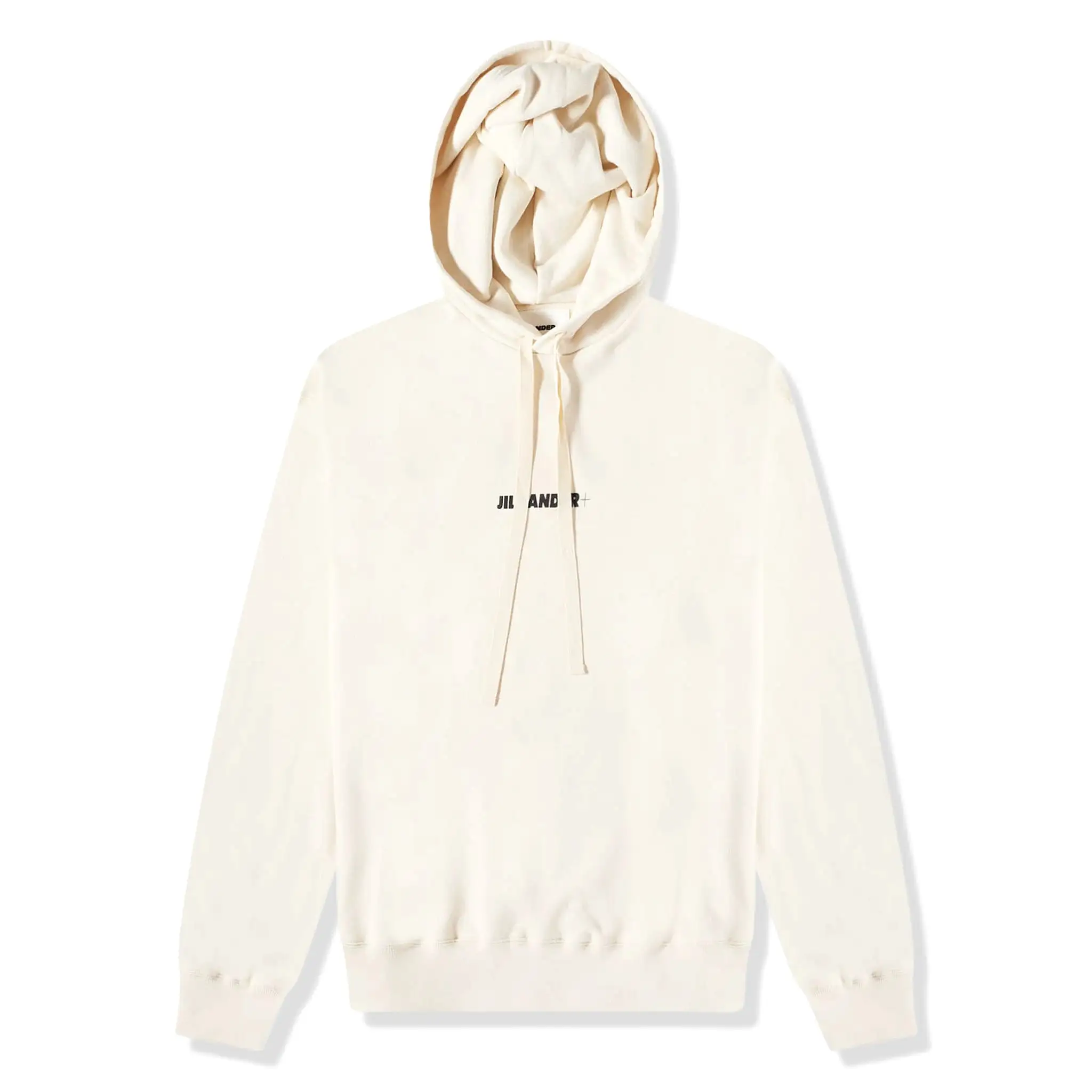 Jil Sander Logo Printed Off White Hoodie