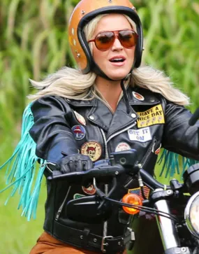 Katy Perry Harleys in Hawaii Bomber Jacket - Katy Fringed Moto Jacket