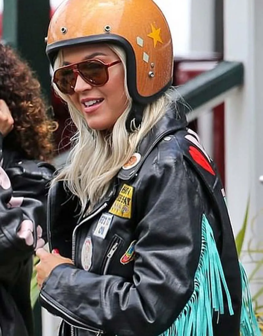 Katy Perry Harleys in Hawaii Bomber Jacket - Katy Fringed Moto Jacket