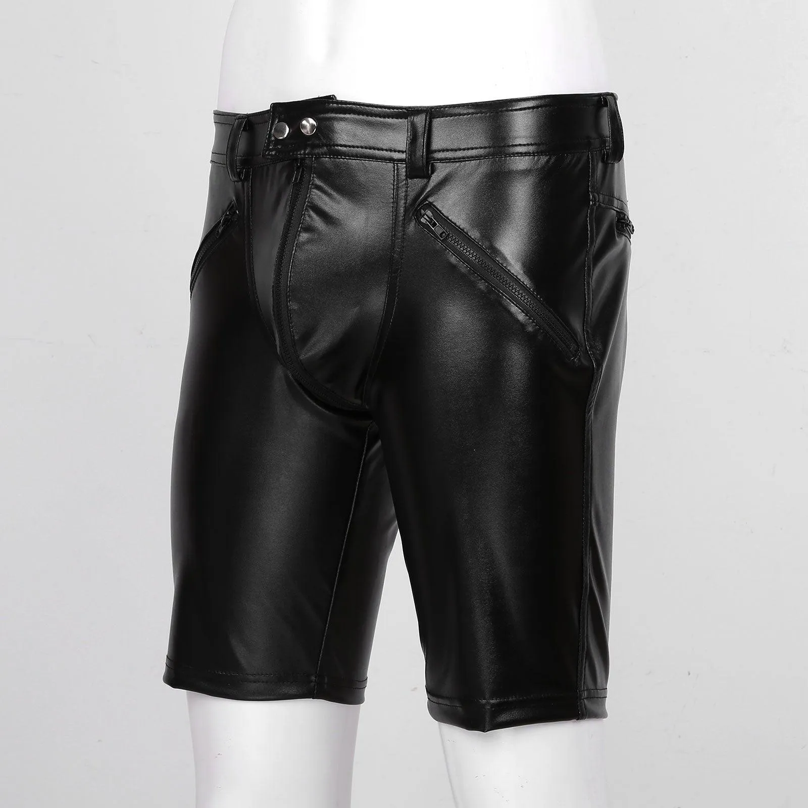 Leather Mid-Length Shorts - Perfect for Clubwear and a Sleek, Sexy Look