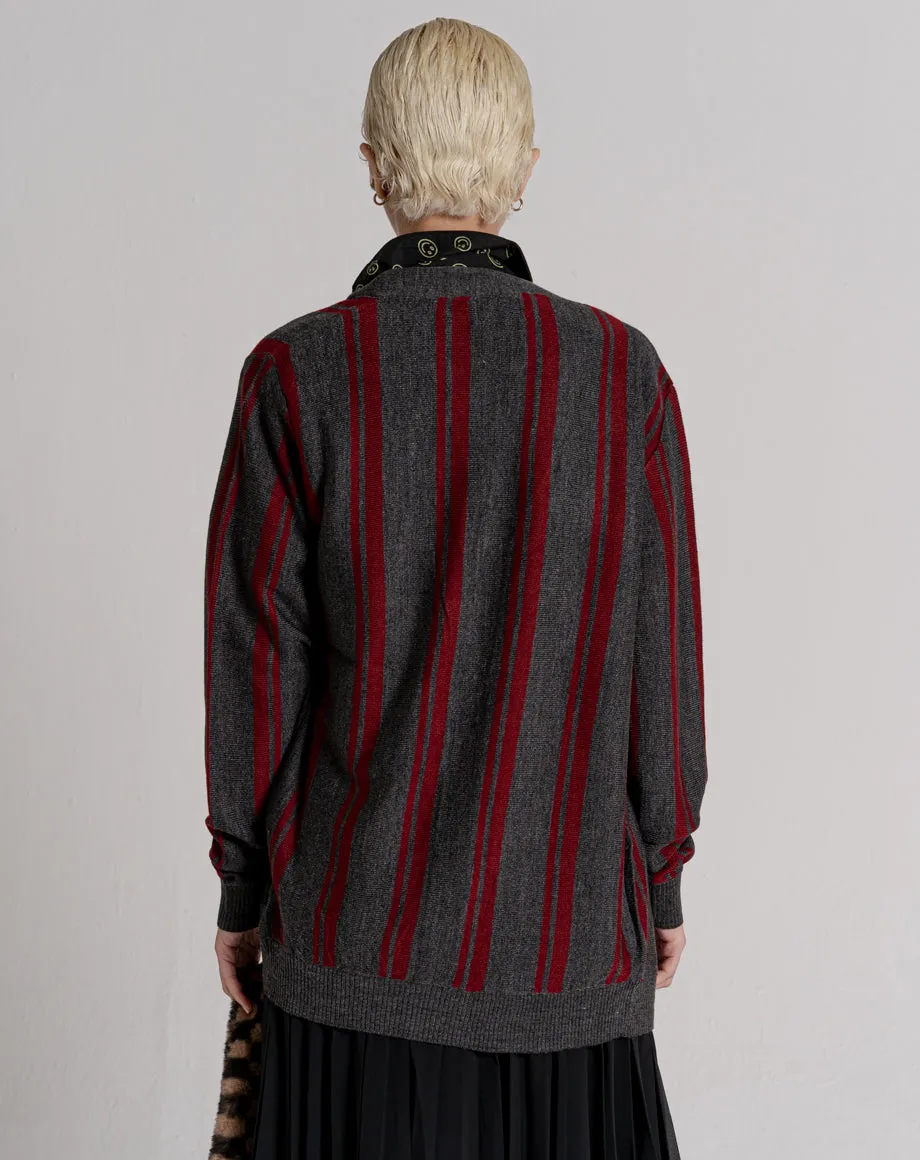 MAGOUN UNISEX VERTICAL STRIPE CARDIGAN | CHARCOAL