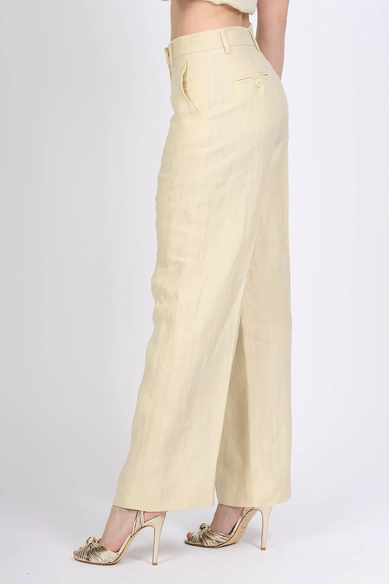 Max Mara Weekend Pantalone Malizia Lino Sabbia Donna