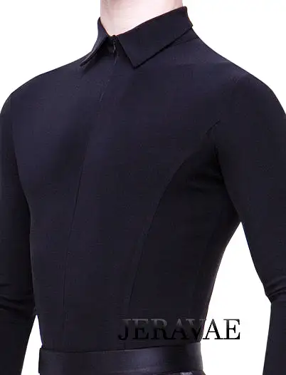 Men's or Boy's Ballroom/Smooth Competition Shirt with Zipper Closure and Tailored Cut Features Built in Bodysuit Available in Bl