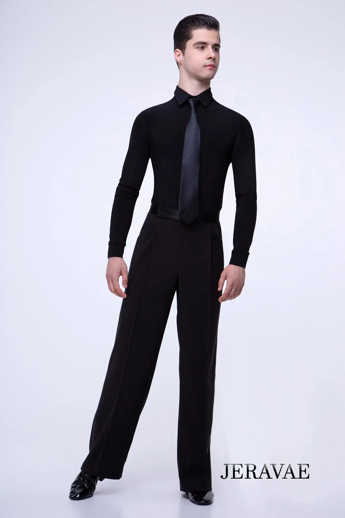 Men's or Boy's Ballroom/Smooth Competition Shirt with Zipper Closure and Tailored Cut Features Built in Bodysuit Available in Bl