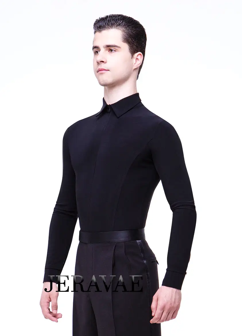 Men's or Boy's Ballroom/Smooth Competition Shirt with Zipper Closure and Tailored Cut Features Built in Bodysuit Available in Bl