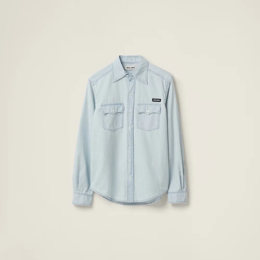 MiuMiu  |Plain Cotton Short Sleeves Logo Shirts & Blouses