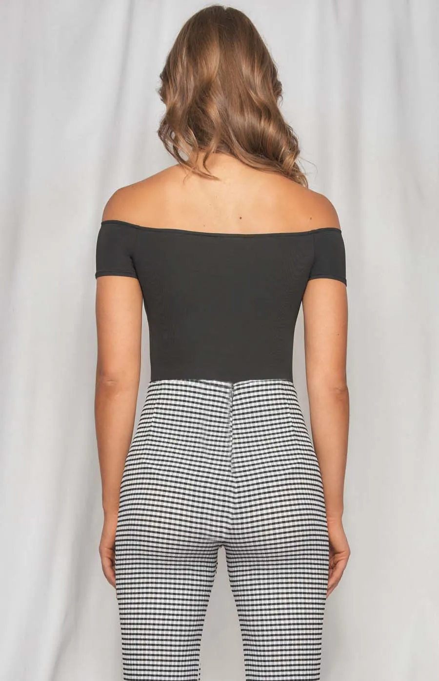 Off the Shoulder Bodysuit with Cut Out Neckline (WTO403A)