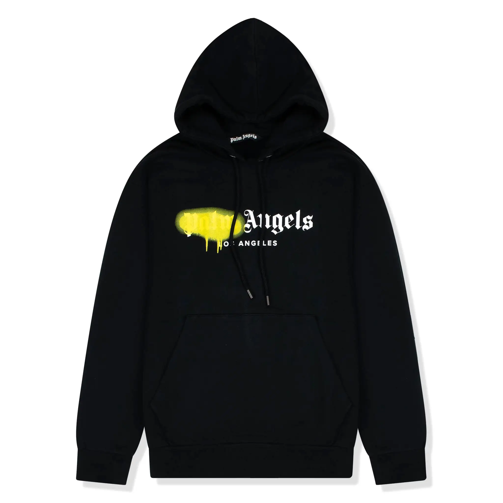 Palm Angels LA Sprayed Logo Black Yellow Hoodie