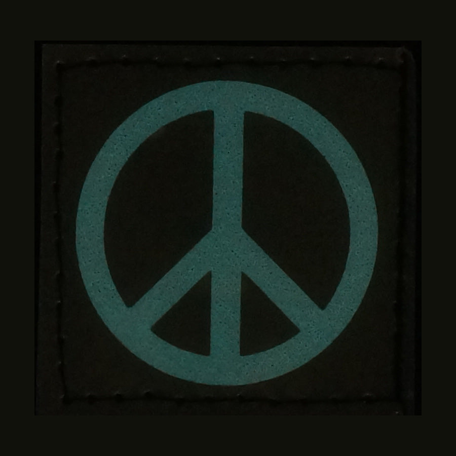 PEACE SIGN PATCH - BLUE GLOW IN THE DARK