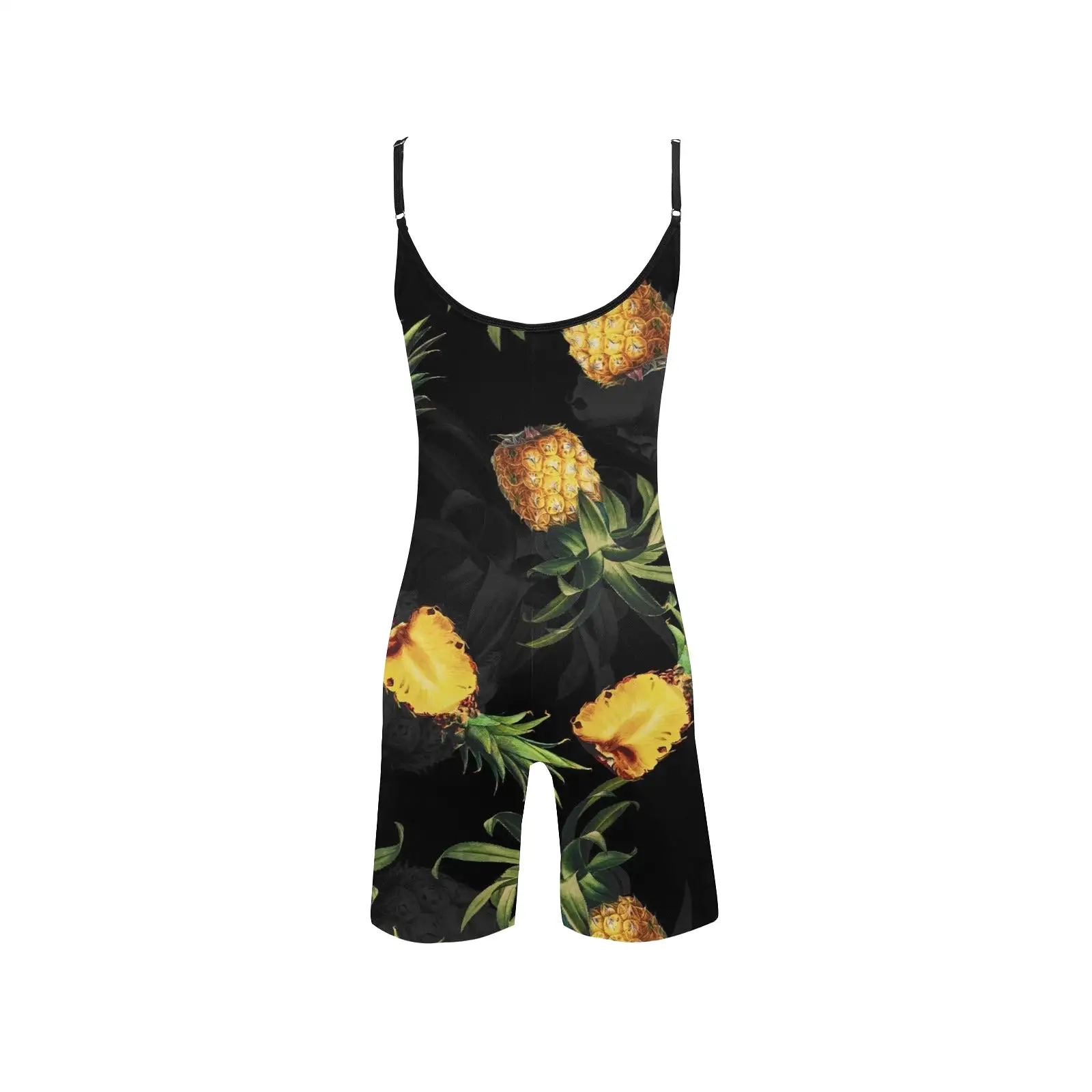 pineapple on black with gray watermarks yoga_leggings_template-Recovered Women's Short Yoga Bodysuit