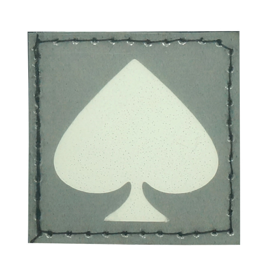 PLAYING CARD SYMBOL SPADES GITD PATCH - BLUE GLOW IN THE DARK