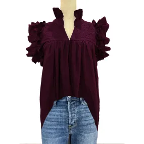 PRE-ORDER: Double Maroon Hummingbird Blouse (early August ship date)