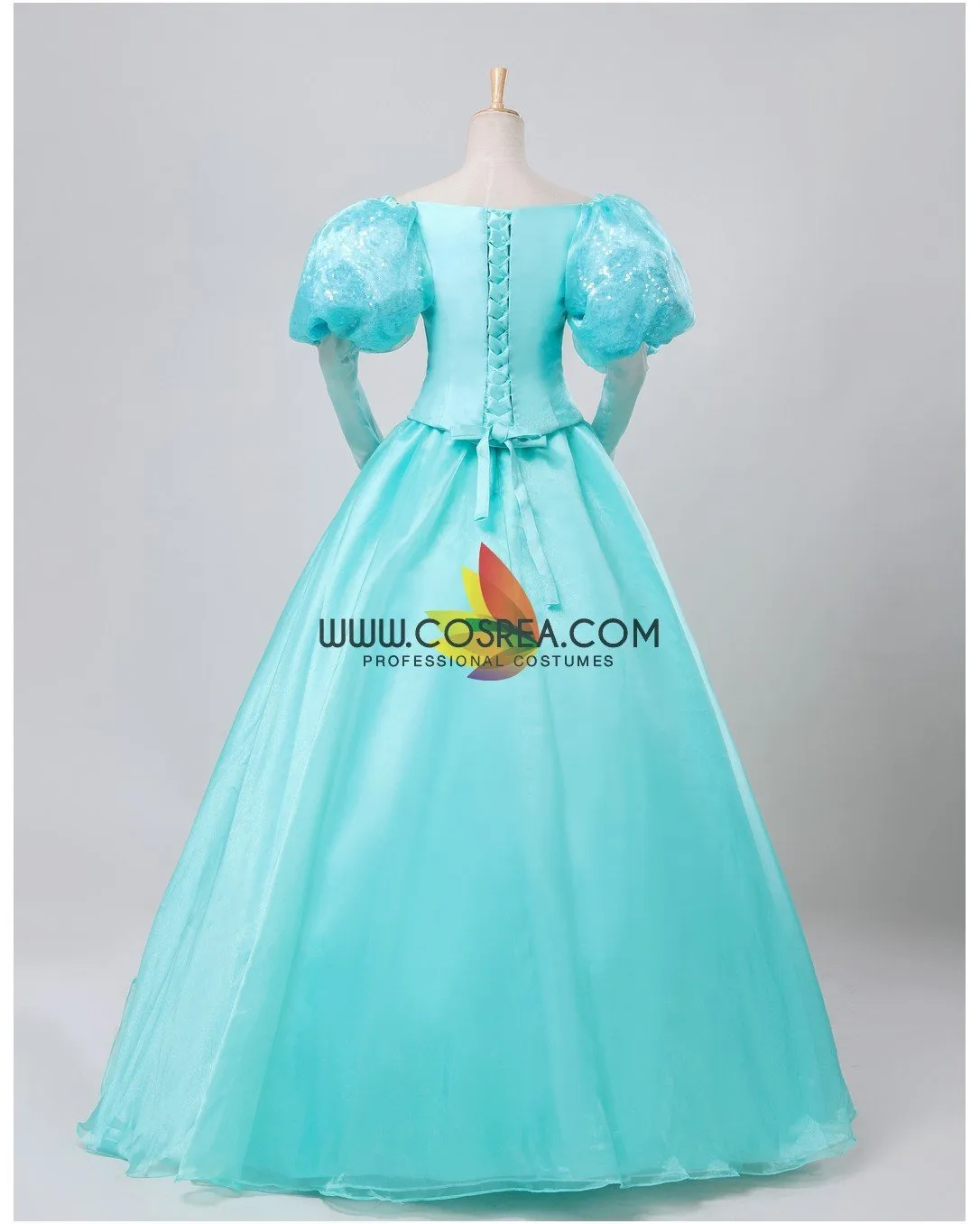 Princesss Ariel Turquoise Tulle With Sequin Sleeves Little Mermaid Cosplay Costume