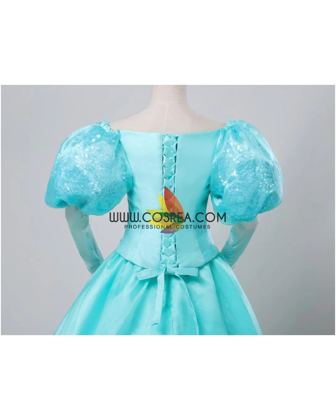 Princesss Ariel Turquoise Tulle With Sequin Sleeves Little Mermaid Cosplay Costume