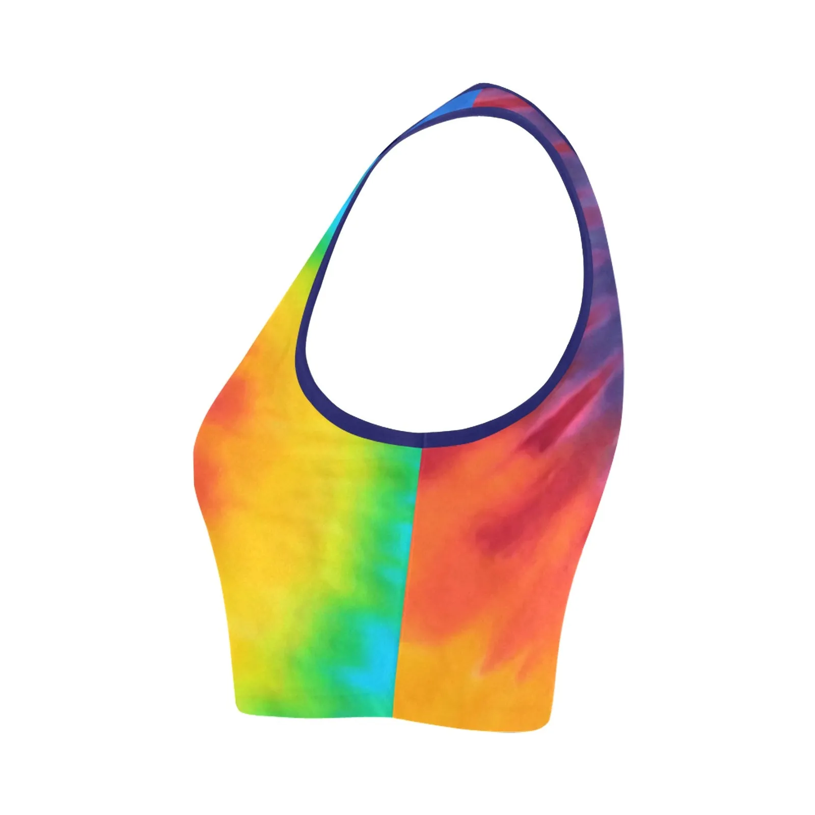 Rainbow Tie-Dye Cat Fitted Crop Top