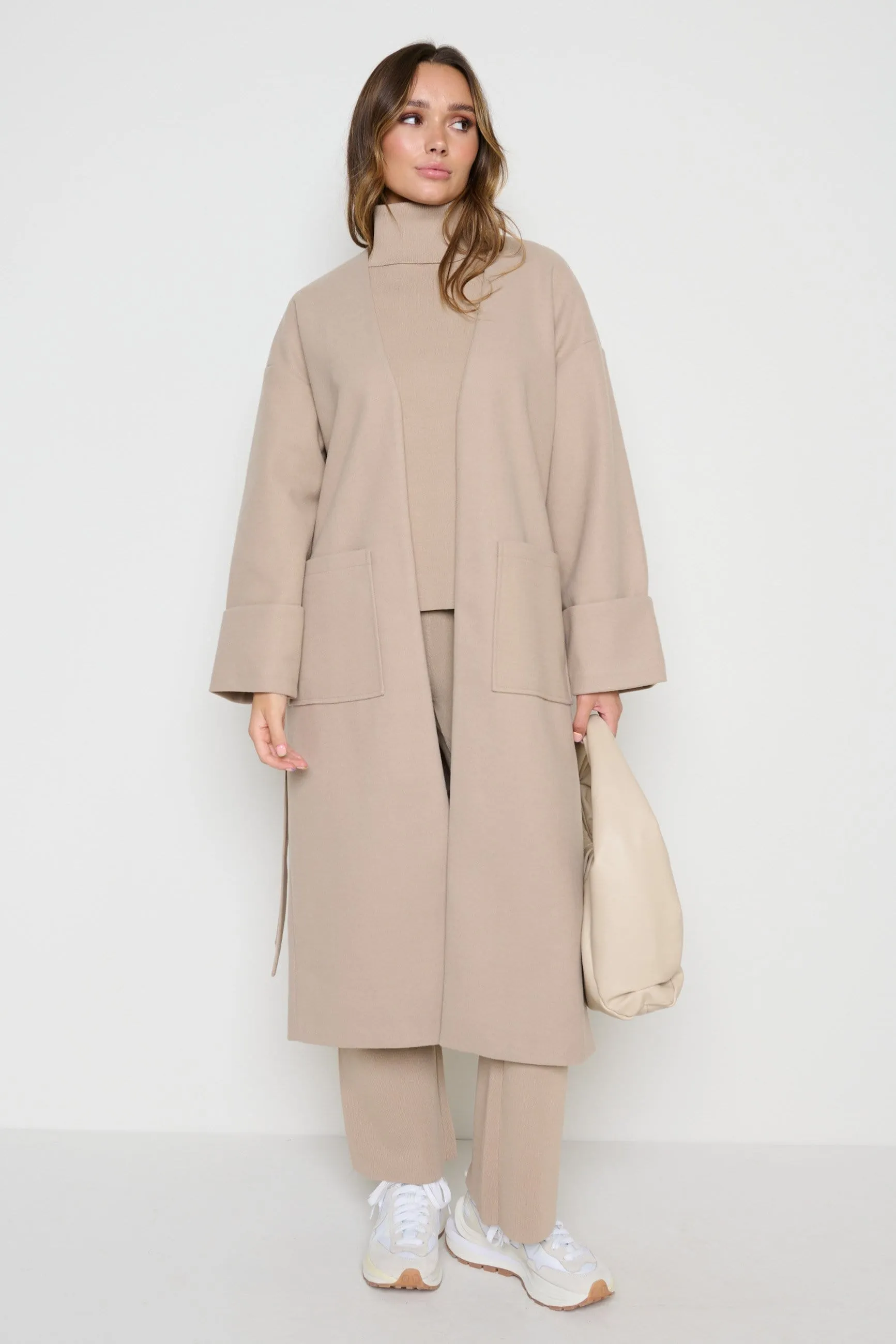 Reece Wrap Coat - Taupe