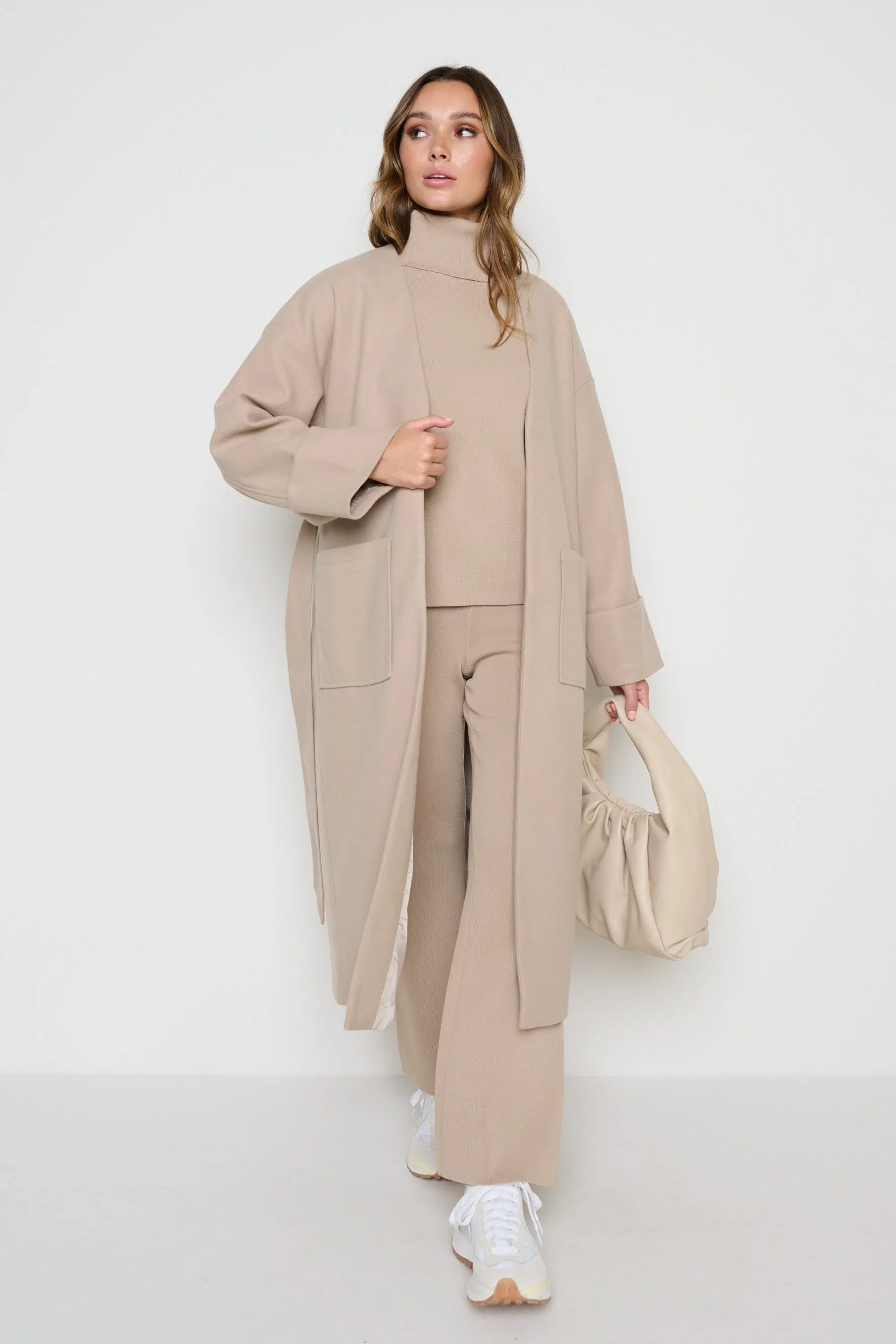 Reece Wrap Coat - Taupe