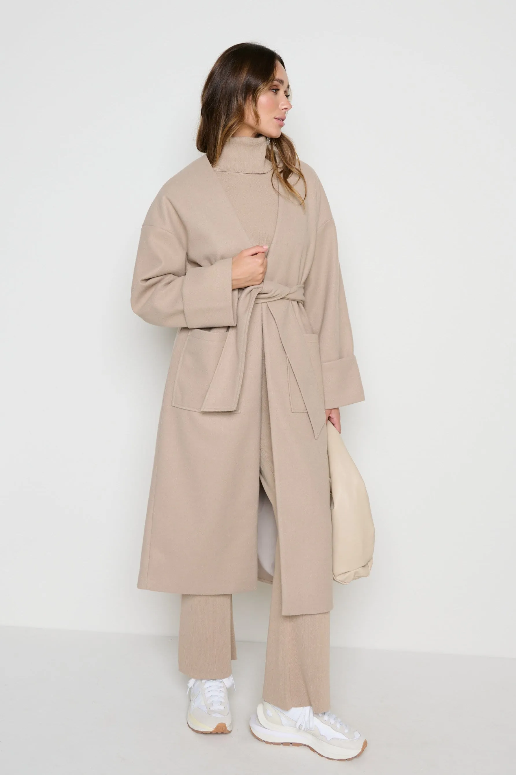 Reece Wrap Coat - Taupe