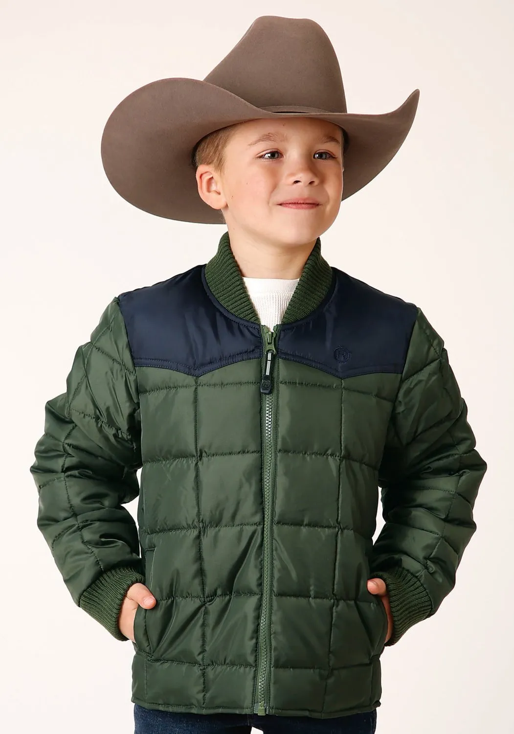 Roper Boys Western Polyfill Green 100% Polyester Softshell Jacket