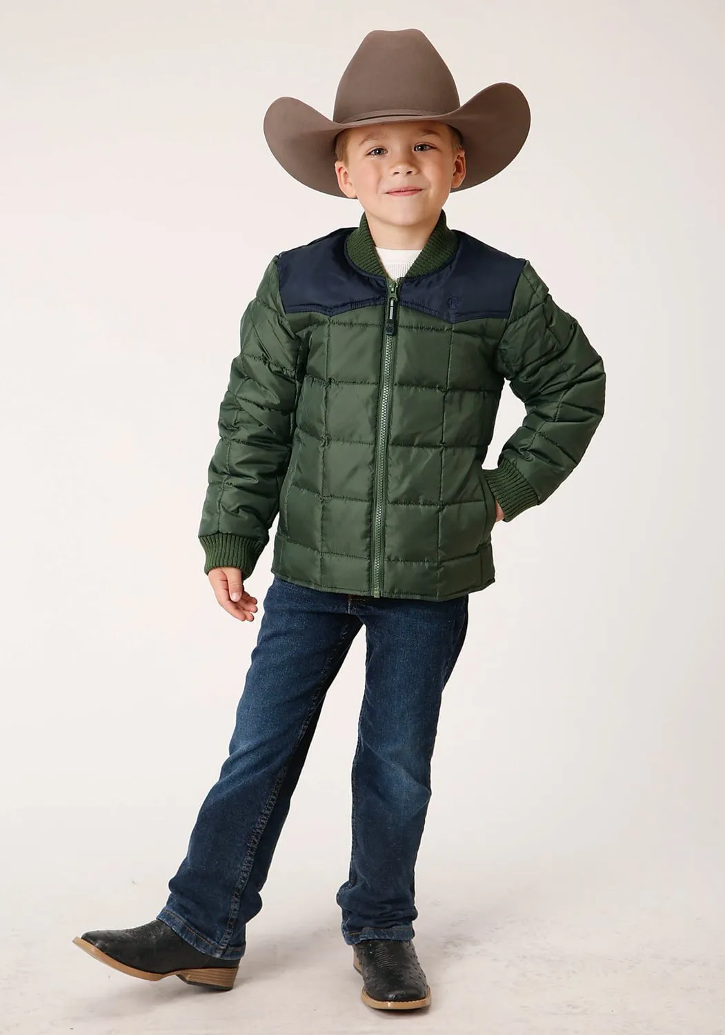 Roper Boys Western Polyfill Green 100% Polyester Softshell Jacket