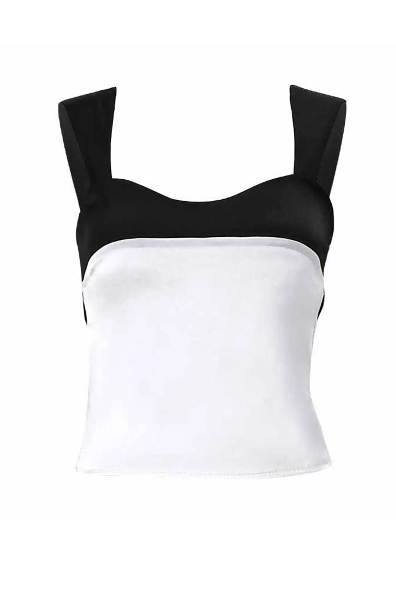 Satin Contrast Low Cut Tie-up Crop Top