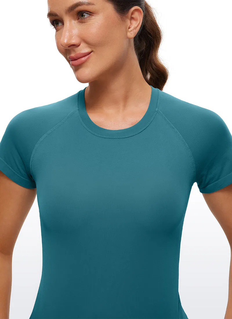 Seamless High Neck Short Sleeves Waist Length