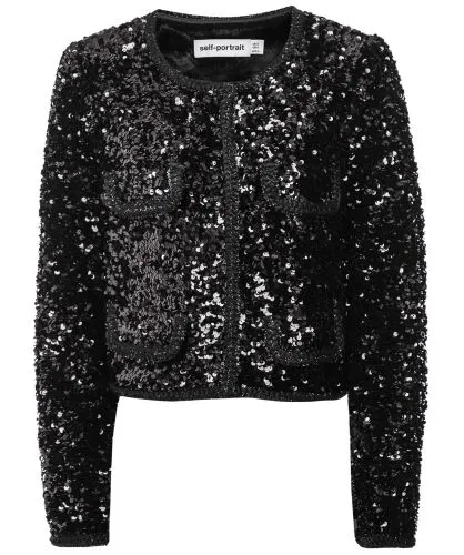 Self-Portrait Sequin Cropped Jacket | Jules B