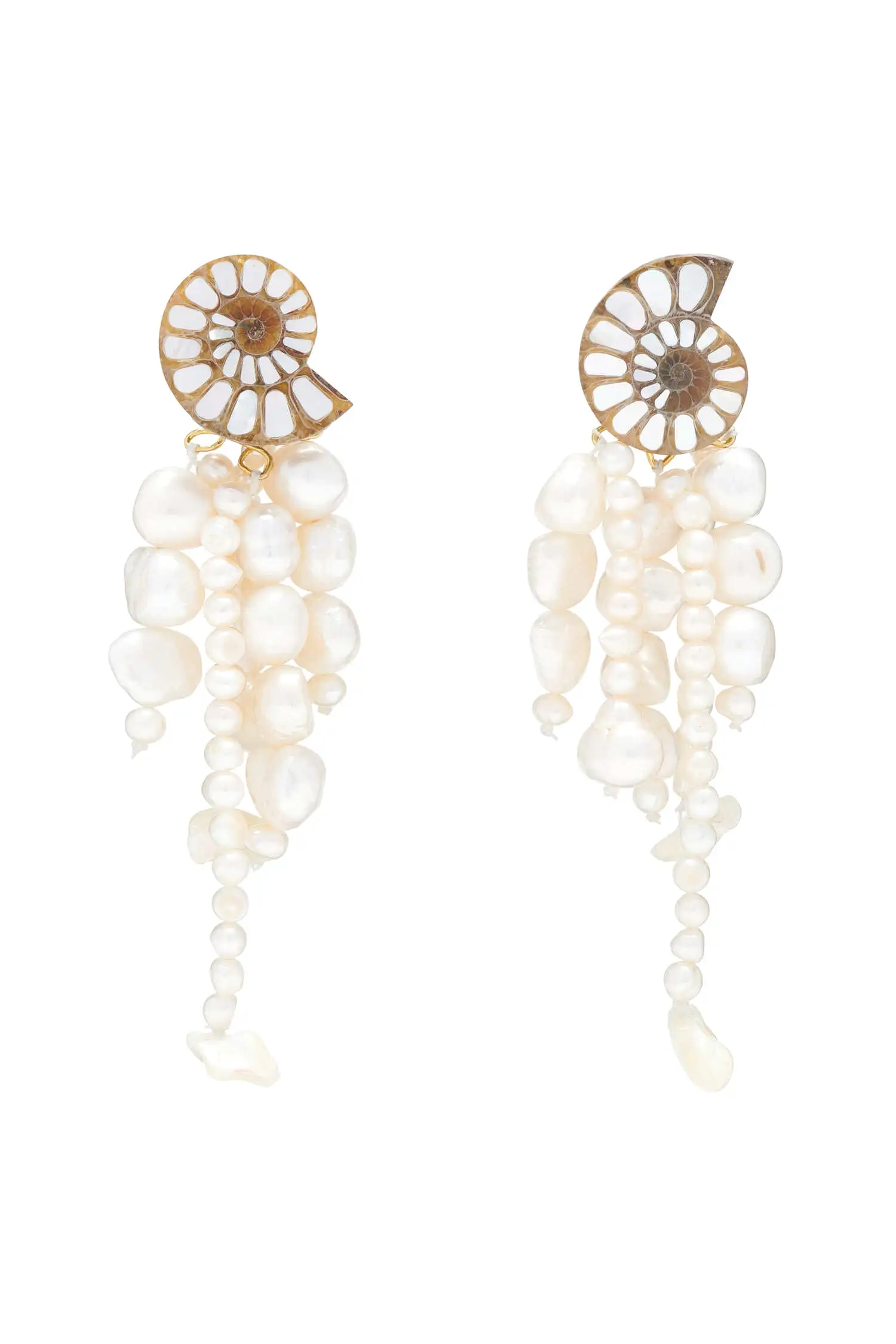 Shell and Pearl Chandelier Earring - Pearl