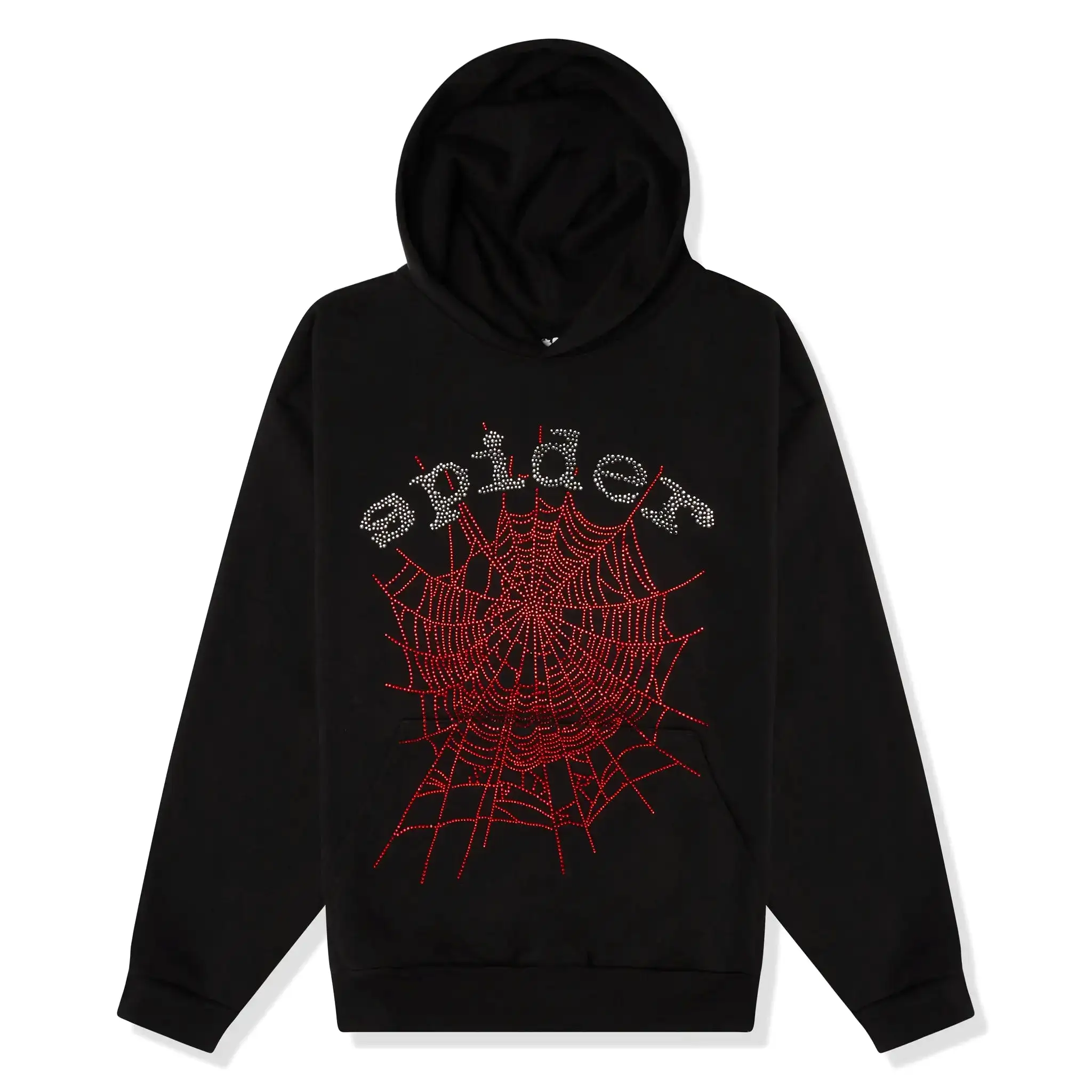 Sp5der OG Rhinestone Logo Black Hoodie