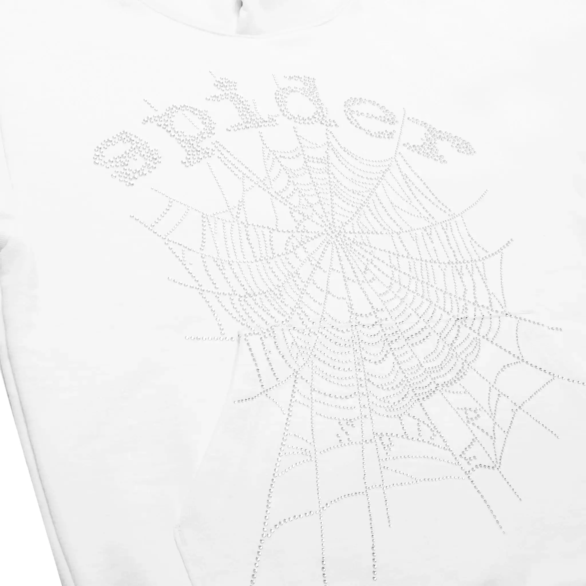 Sp5der OG Rhinestone Logo White Hoodie