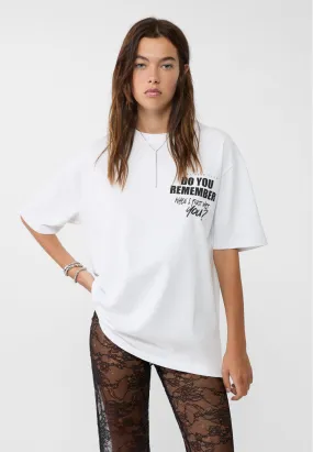 Stradivarius Oversize printed T-shirt  White M