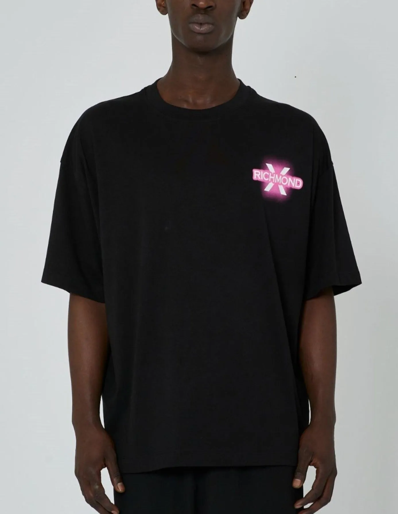 T-shirt RICHMOND X oversize logo fluo nera