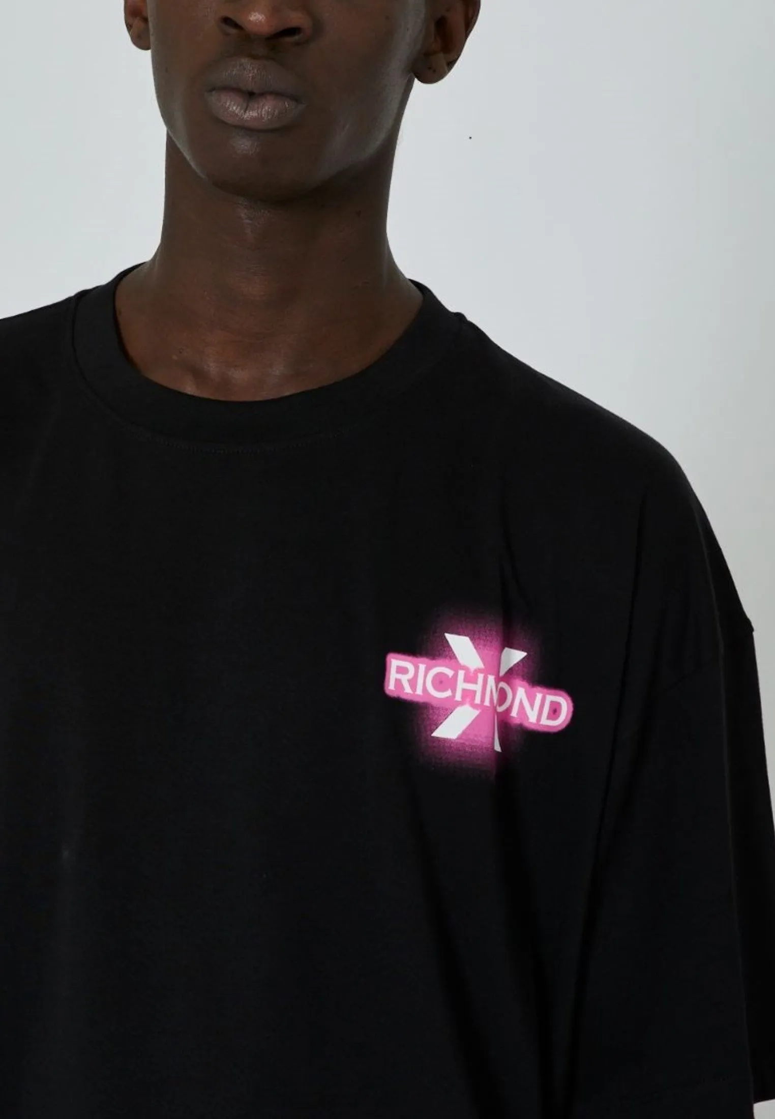 T-shirt RICHMOND X oversize logo fluo nera