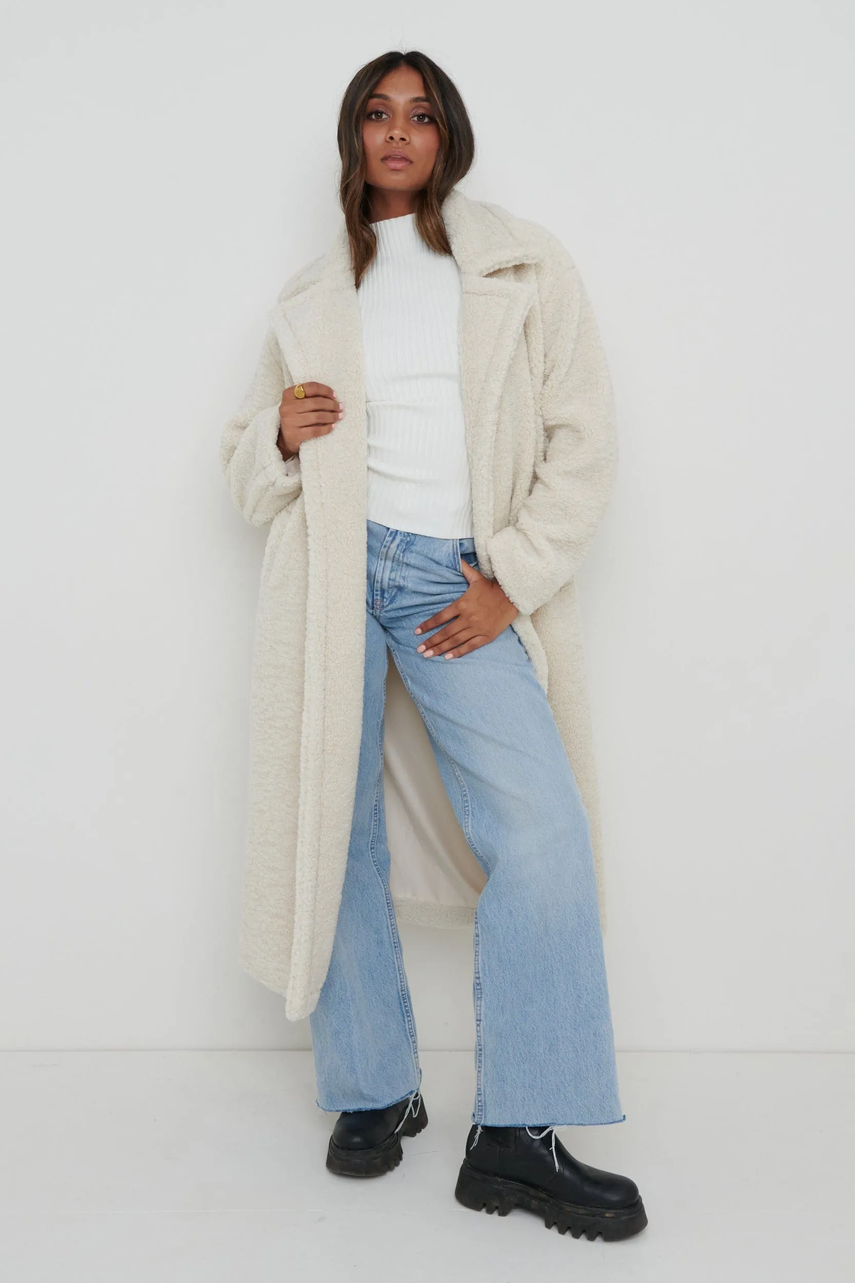 Teddy Oversized Coat - Cream