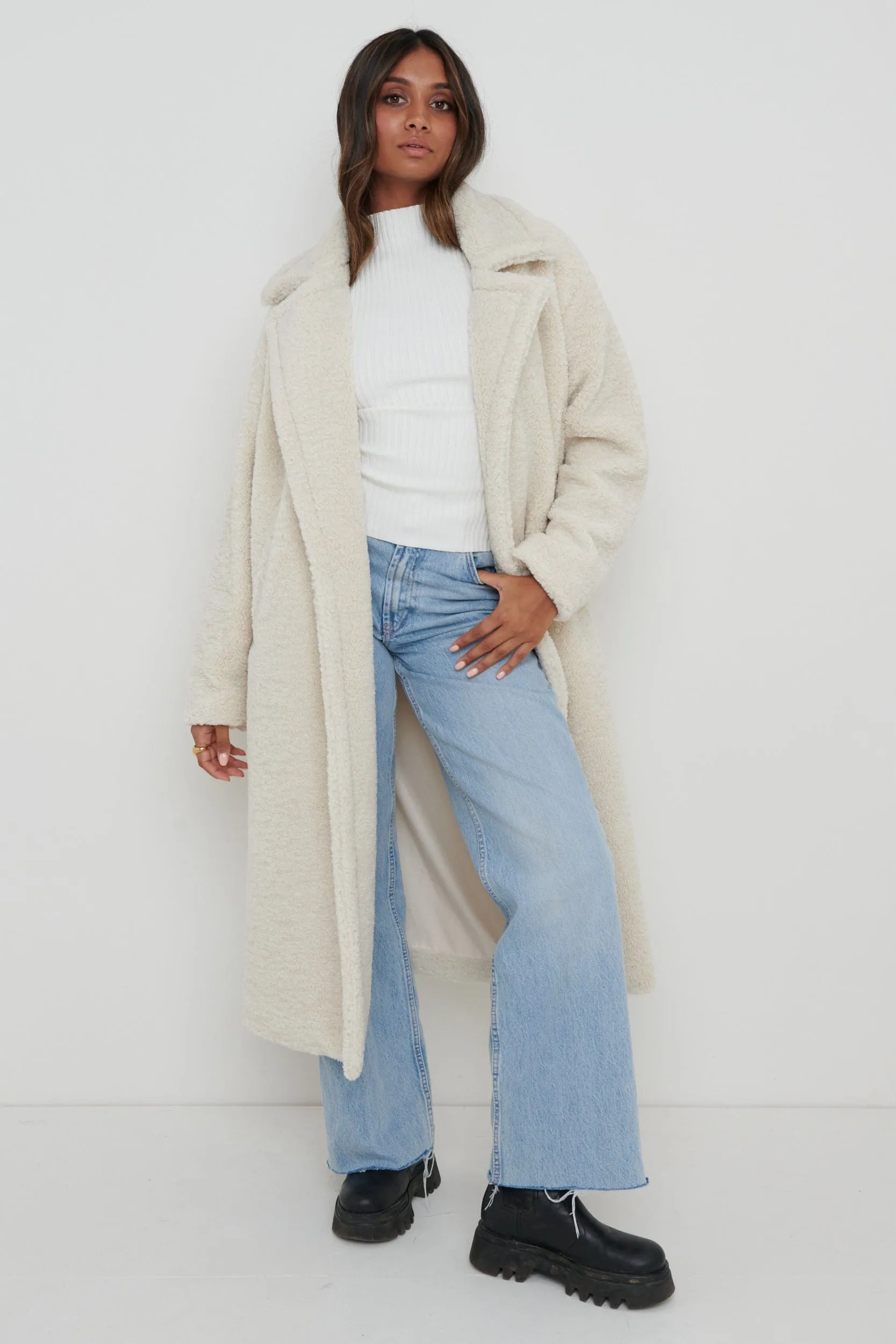 Teddy Oversized Coat - Cream