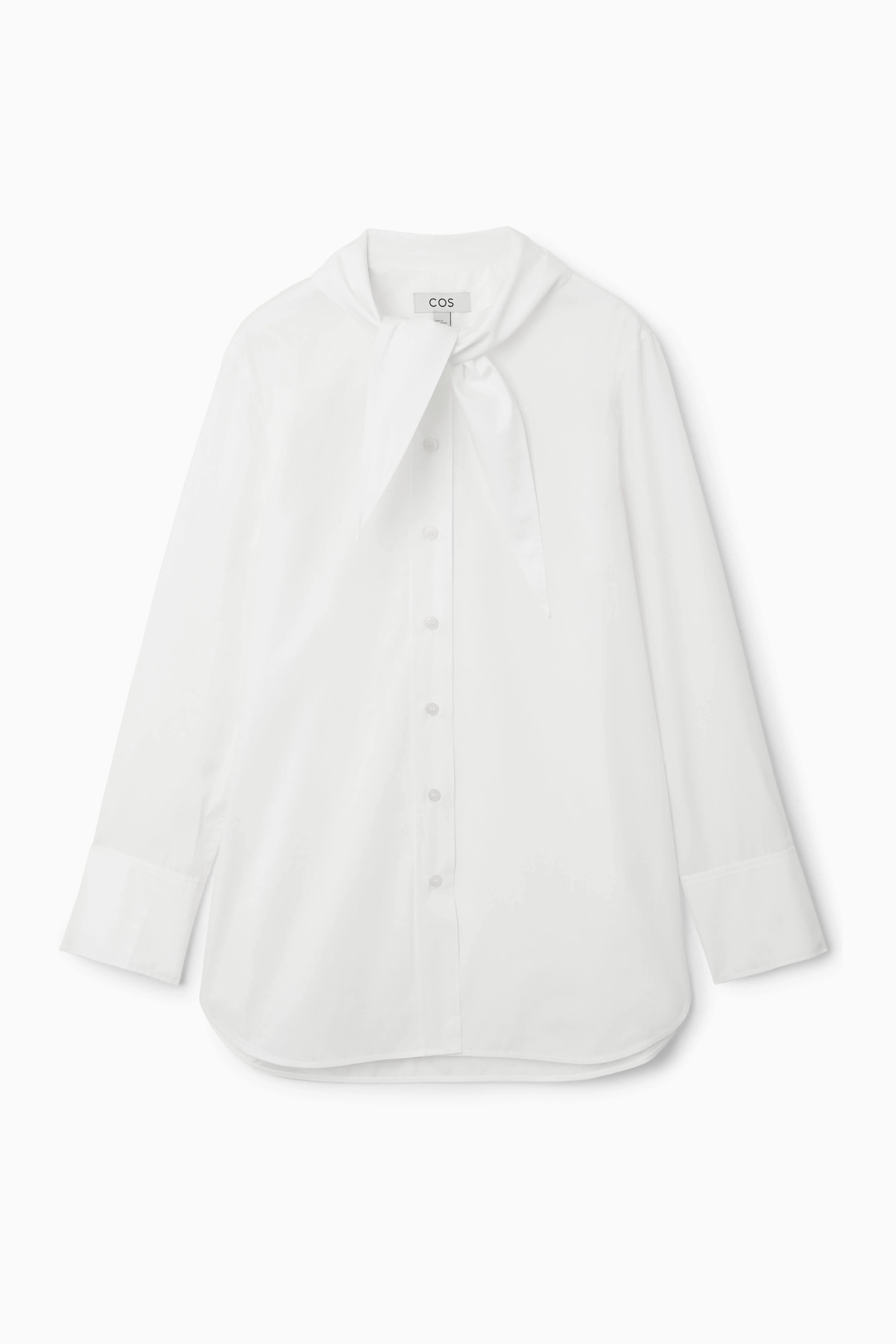 TIE-NECK DAGGER-COLLAR SHIRT - Long sleeve - Regular length - WHITE - Ladies | H&M GB