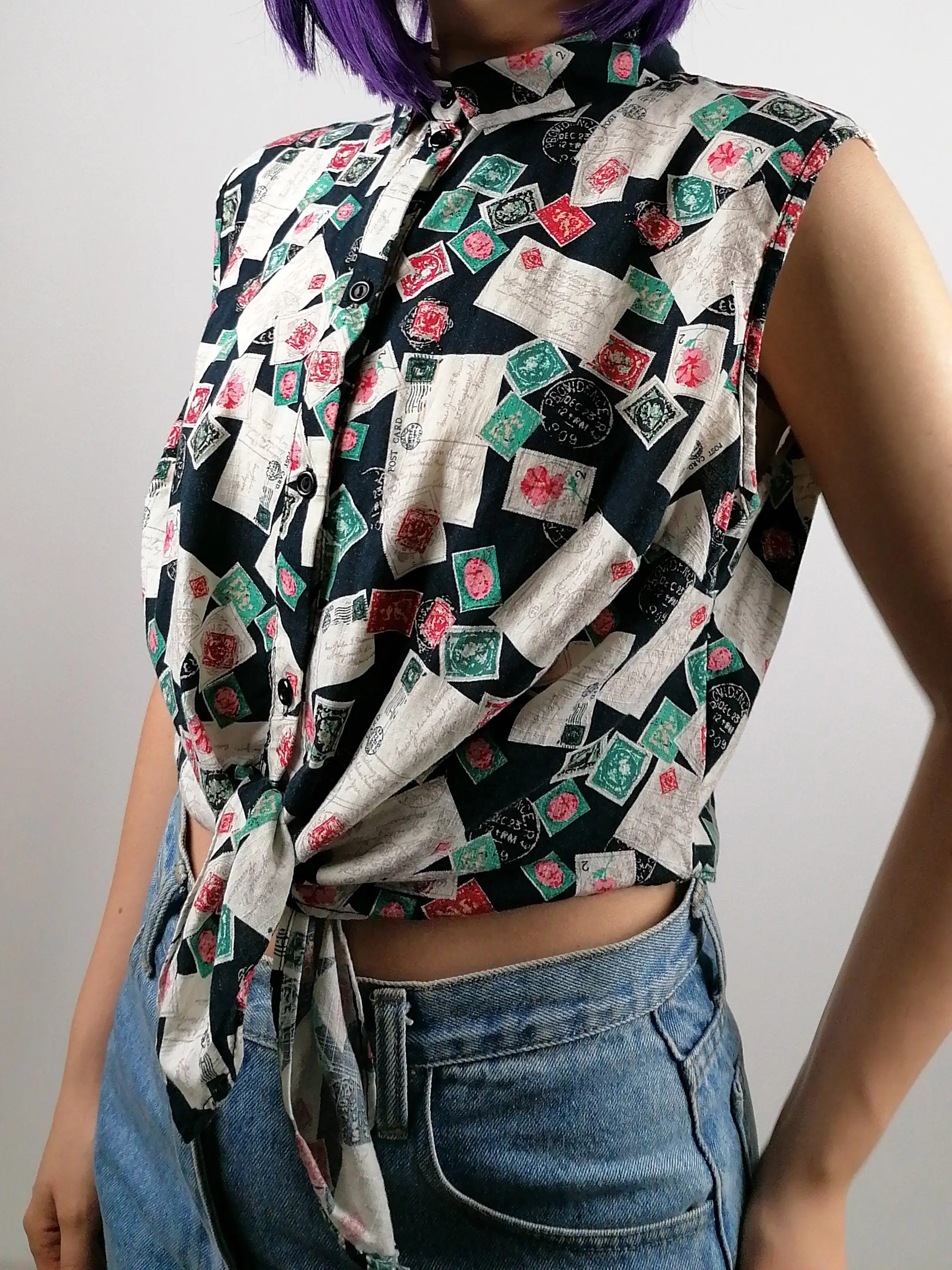 Tie-up Crop Top Vest - size M - UK 14