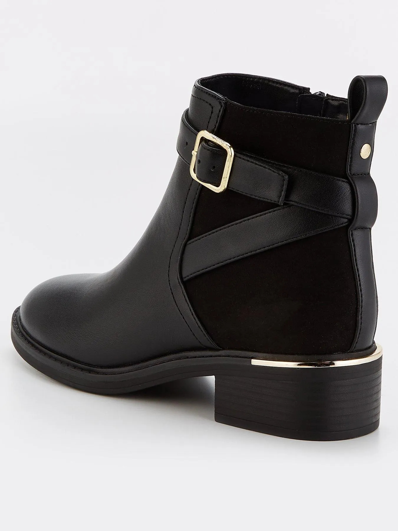 V by Very Buckle Strap Flat Ankle Boot