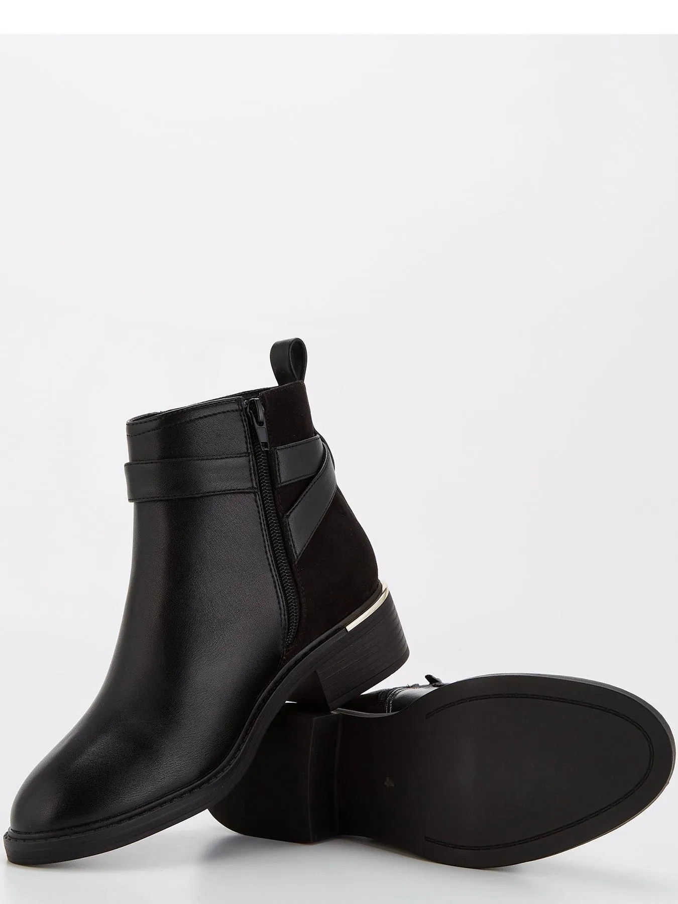 V by Very Buckle Strap Flat Ankle Boot