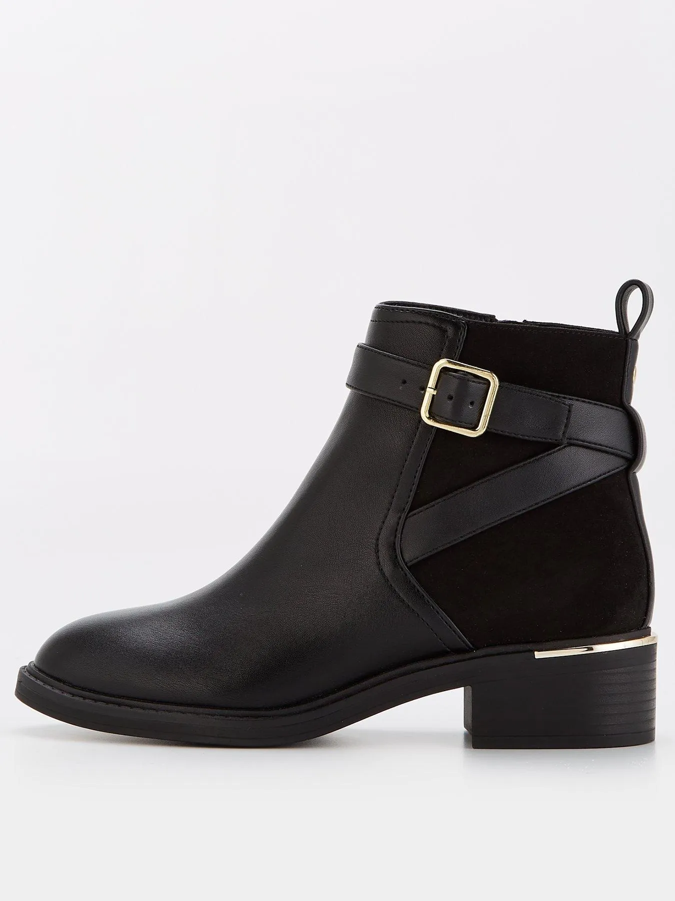 V by Very Buckle Strap Flat Ankle Boot