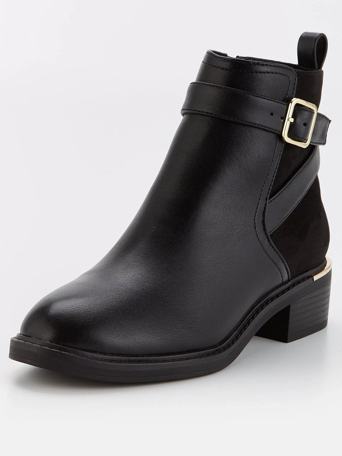 V by Very Wide Fit Buckle Strap Flat Ankle Boot