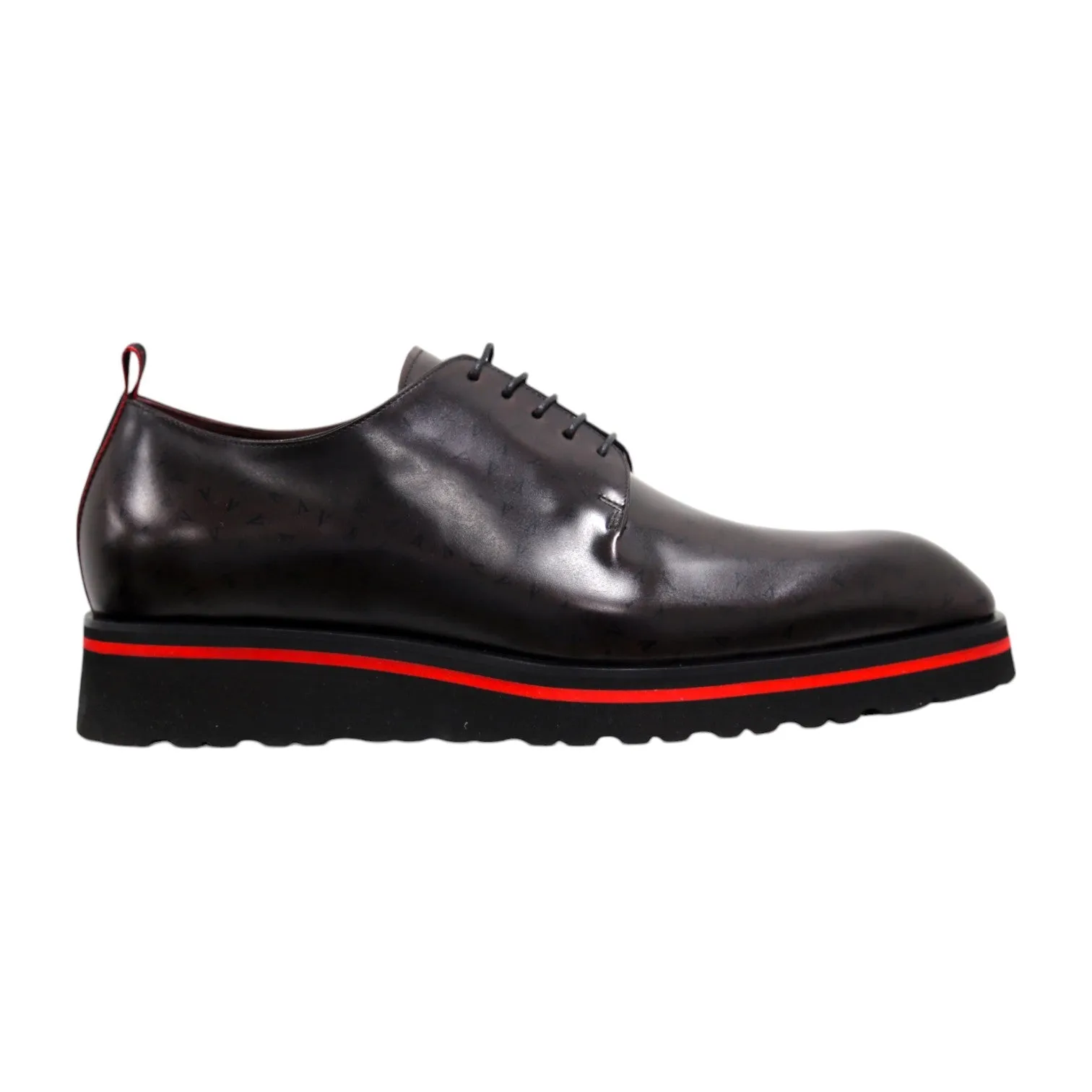 Valentino Dante Men's Shoes Polished Calf-Skin Leather V logo Derby Oxfords (VAL1009)